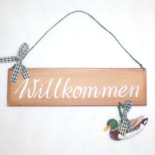 Cassetta Holzschild Willkommen Ente
