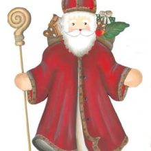 Cassetta Holzdeko Sankt Nikolaus mit Stab und Bischofsmütze