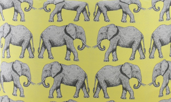 Meterstoff STEEN DESIGN DUMBO gelb Stoff Elefanten Kolonialstil La Cassetta