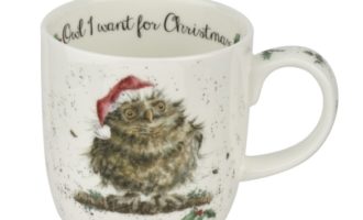 Royal Worcester WRENDALE Owl I want for Christmas Mug Eule X-Mas La Cassetta
