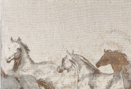 70x34 cm NEU Gobelin Paneele Textilbild Pferde Stoff Wasserfall Natur ca 