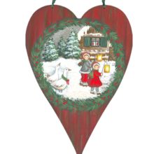Holzdeko Schild HERZ Laternenkinder Gänse Winter St. Martin Land Art Kunsthandwerk bei La Cassetta online kaufen